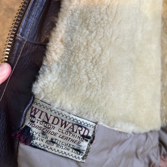 Vintage Men’s 1950s Windward Brown Horsehide Leather Jacket Med Mouton Collar. - Picture 10 of 16